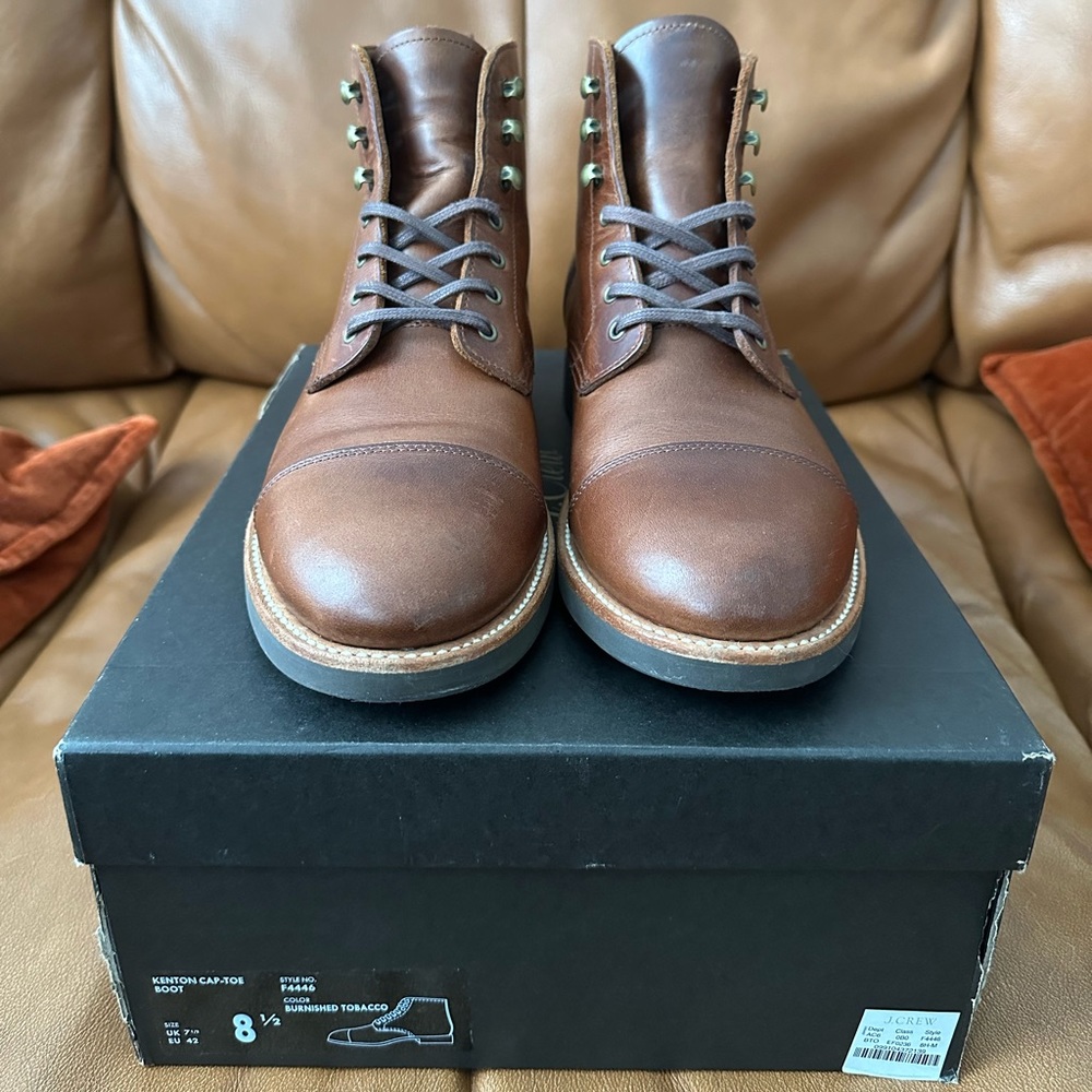 J. Crew Kenton Cap-toe Boot in Burnished Tobacco (Size 8.5)